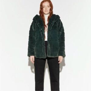 Apparis Dark Green Faux Fur Jacket